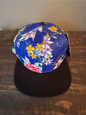 Crown Blue Floral Snapback with Black Brim